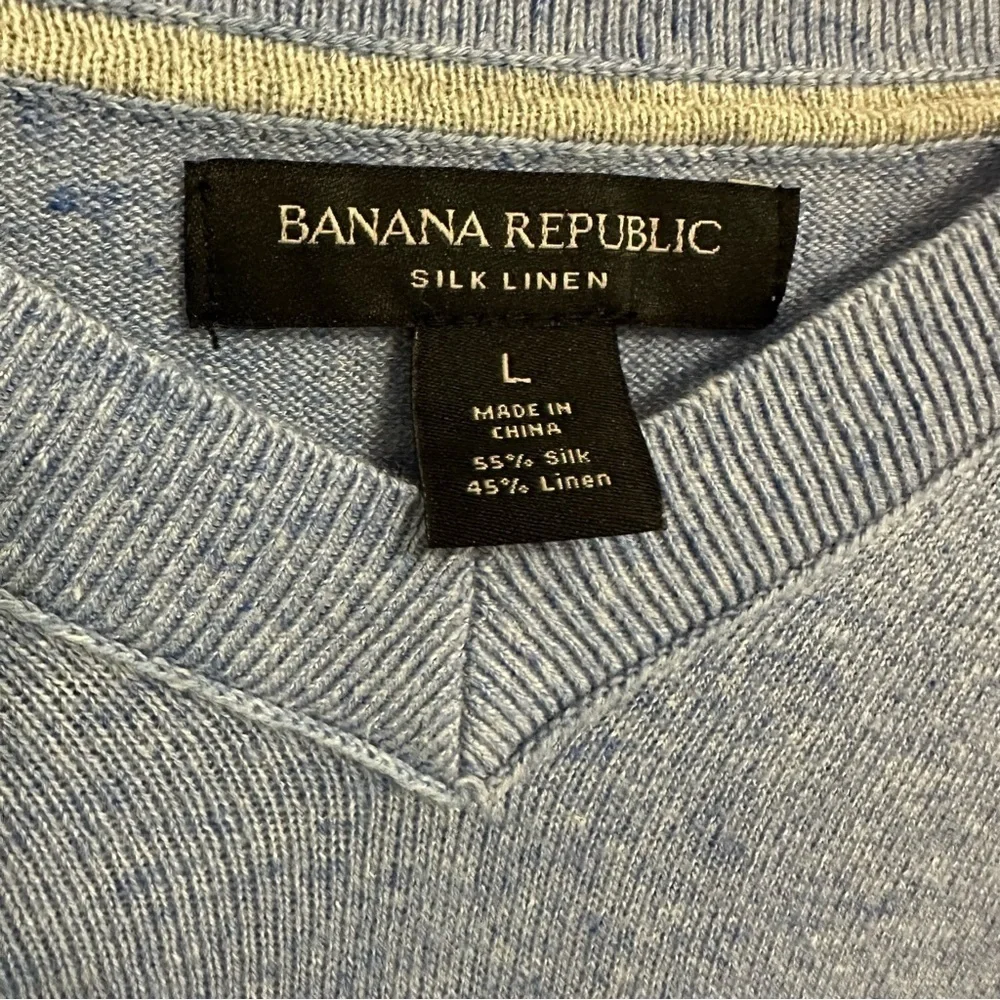 Banana Republic Silk Linen Blend Blue Pullover Size Large minimalist